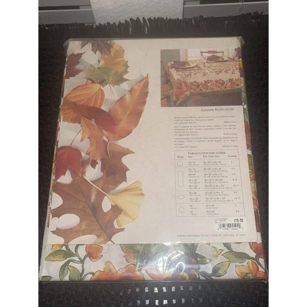 Vintage Bardwil Thanksgiving Turkey Tablecloth Round 60